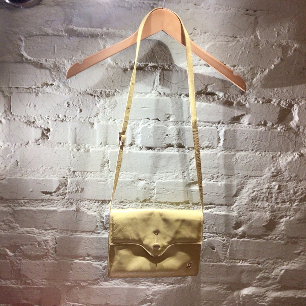 Vintage  Visona Plinio Yellow Leather Crossbody Bag